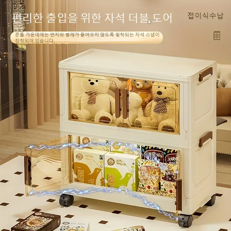 Foldable Storage Box with Clear Door - Spacious, Durable, and Easy-to-Assemble - Ideal for Organizing Clothes, Books, Toys, and