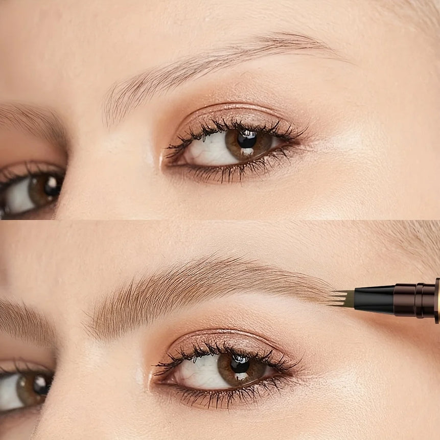 Liquid four-pronged eyebrow pencil, extremely fine, long-lasting, waterproof, sweatproof, high color intensity, perfect gift