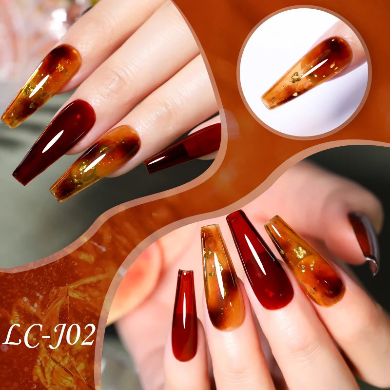 LILYCUTE 7ML Jelly Amber Gel Brown Winter Crystal Nail Polish Translucent Color Nail Art Gel Permanent UV Gel Polish Varnish
