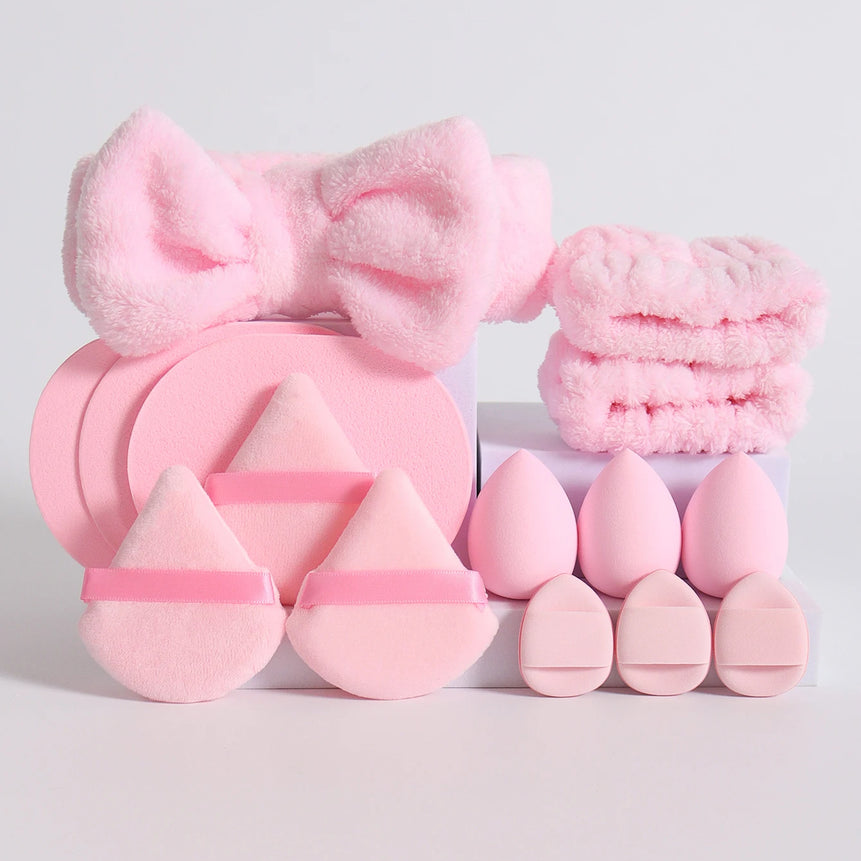 15 件套 Cosmetic Puff Makeup Sponge Blender Beauty Egg Foundation Sponges Puff Wash Face Headband Wristband Make up Accessories