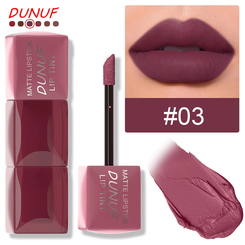 DUNUF 1pcs Liquid Matte Lipstick Velvet Matte Women'S Makeup Long-lasting Waterproof Non-stick Cup Non-fade Lip Gloss