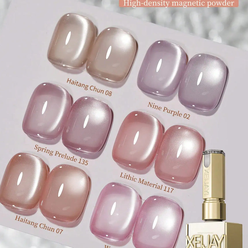 XEIJAYI 6Pcs 15ML Pink Series cat eye Nail Gel polish set Semi Permanent Nail Art Soaking UV LED Nail Salon DIY Nail Salon Gel F