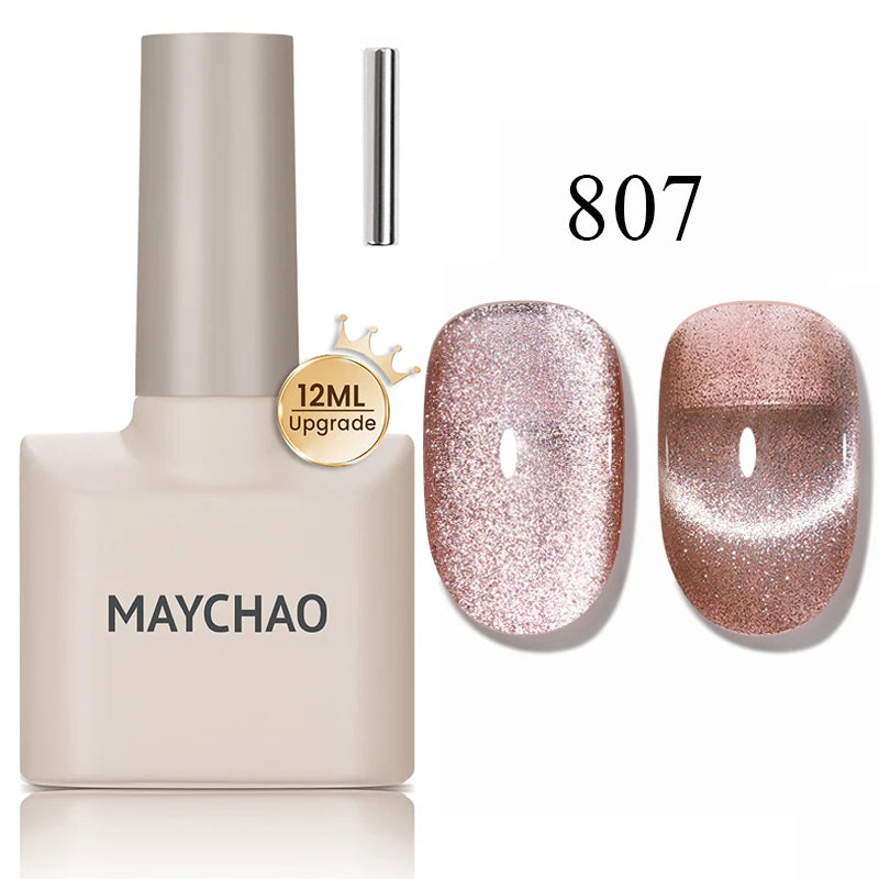 MAYCHAO 10ml Cat Magnetic Gel Nail Polish Cat Eye Glitter Effect Semi Permanent Soak Off UV Gel Varnish Manicure For Nail Art