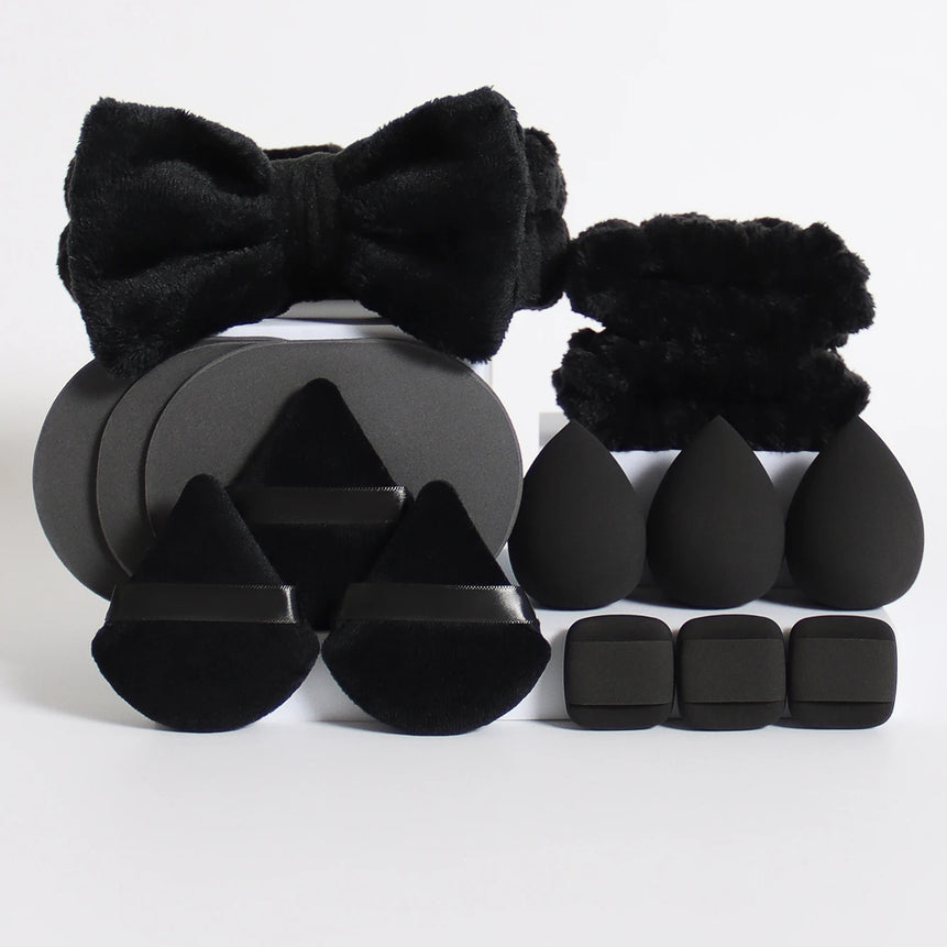 15 件套 Cosmetic Puff Makeup Sponge Blender Beauty Egg Foundation Sponges Puff Wash Face Headband Wristband Make up Accessories