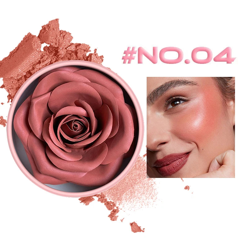 3D Petal Rose Makeup Blush 4 colors Gift Highlighter Rare Beauty Blush Rubor Forma Rosa Real Rose Flower Blush Shimmer Makeup