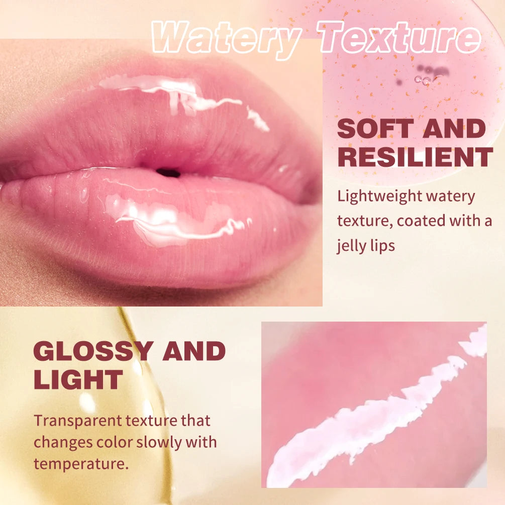 QIBEST Color Changing Lip Oil Moisturizing Transparent Jelly Lip Balm Long-term Lipgloss Nourishes Lip Plumper Oil Makeup New