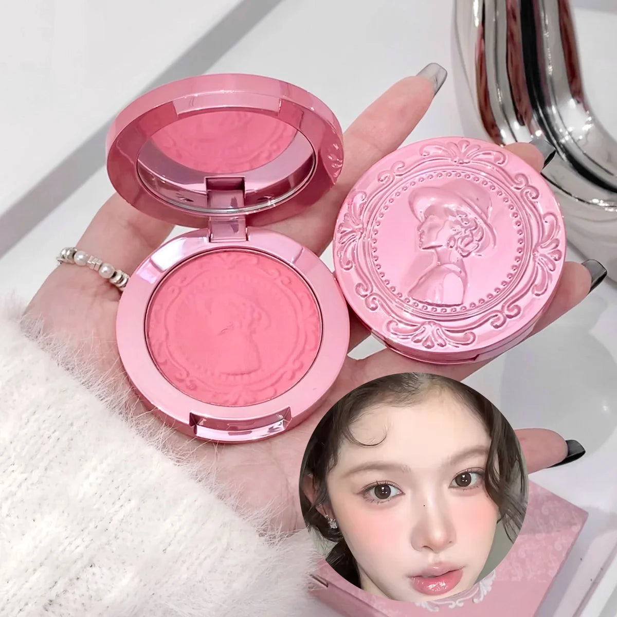 Gege bear Three dimensional relief mist Color blush natural tender delicate hold makeup low saturation female blush cream
