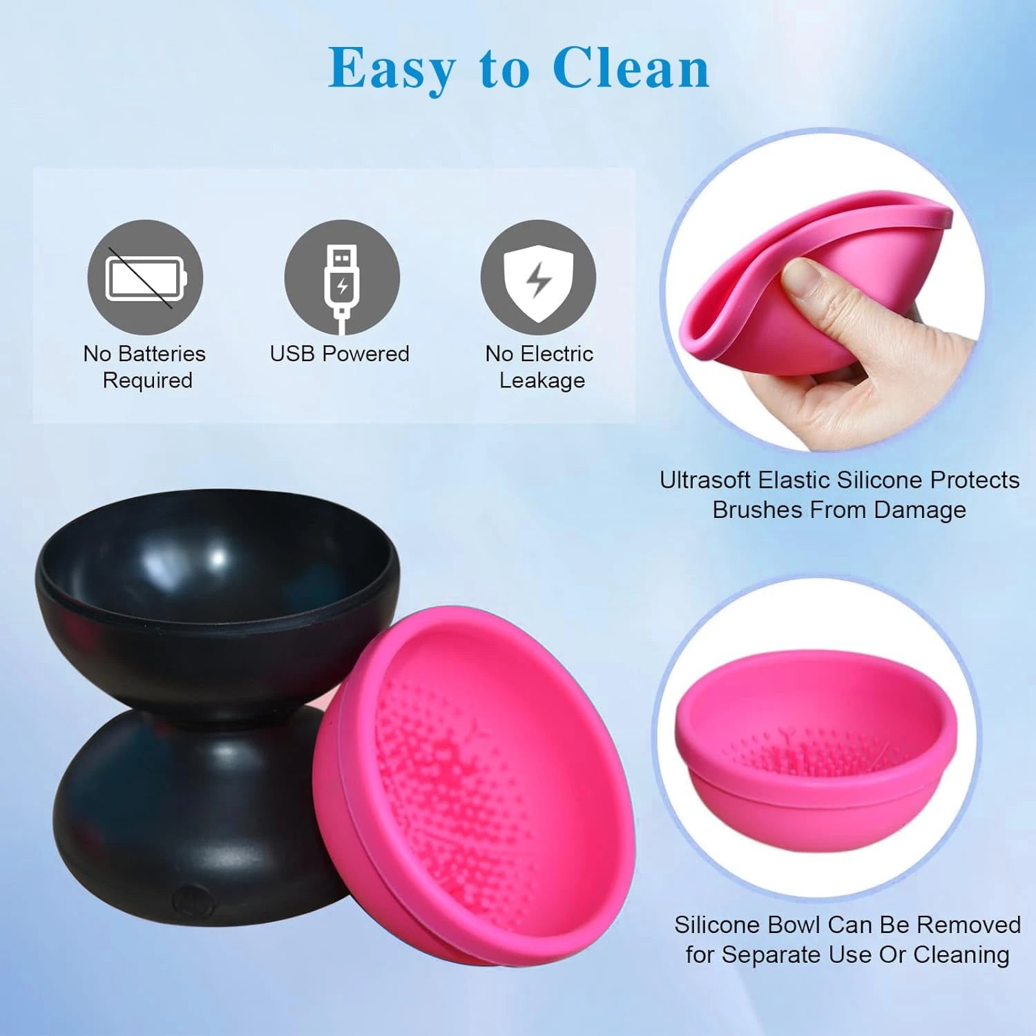 Makeup Brush Cleaner Machine - Electric Silicone Cosmetic Brush Washer & Dryer, Fast Cleaning Tool for Makeup Brushes