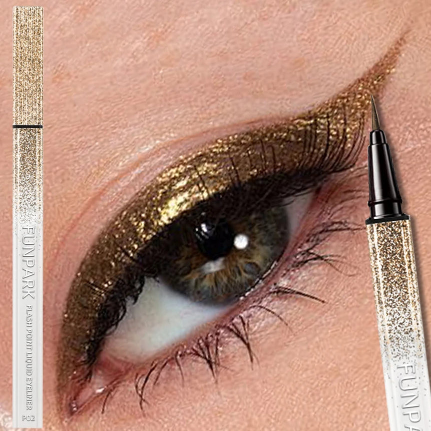 6 Color Diamond Shiny Eye Liner Eyeshadow Waterproof Quick-dry Silver Gold Metellic Pearlescent Liquid Eyeliner Makeup Gilfts