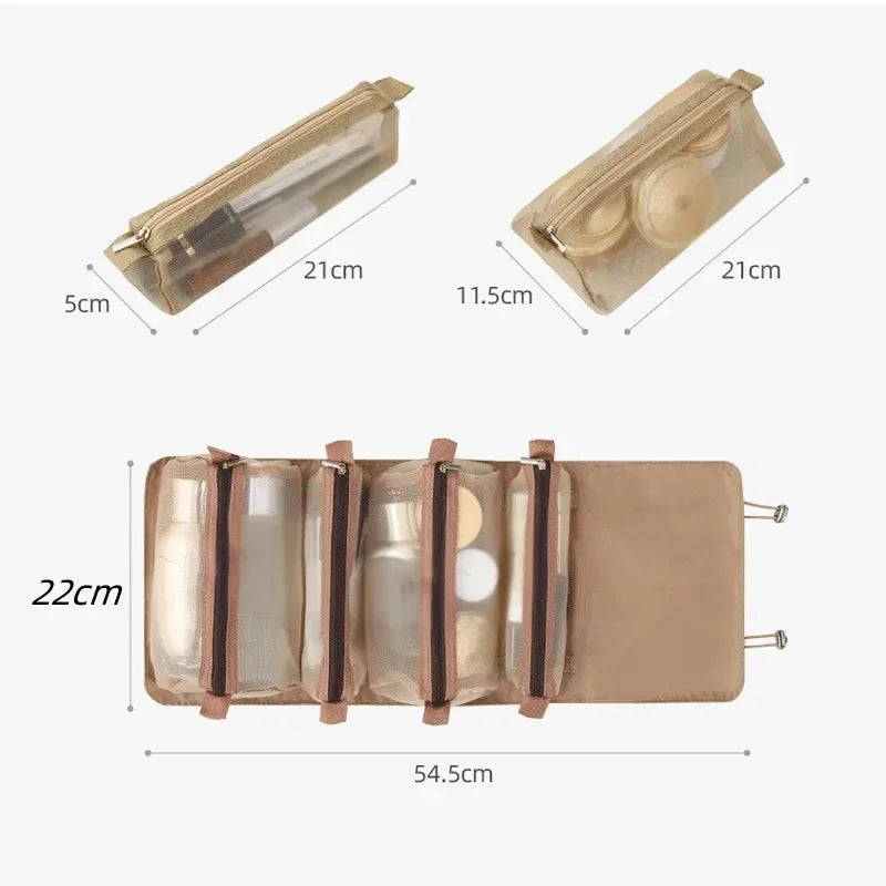 Portable Large Capacity 4 in 1 Makeup Bags Portable Folding Travel Cosmetics Storage Toiletry Bag Detachable Cosmetic Bag
