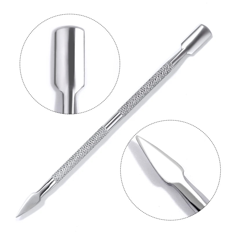 Double-ended Stainless Steel Cuticle Pusher Dead Skin Push Remover for Pedicure Manicure Nail Art Cleaner Care Tool