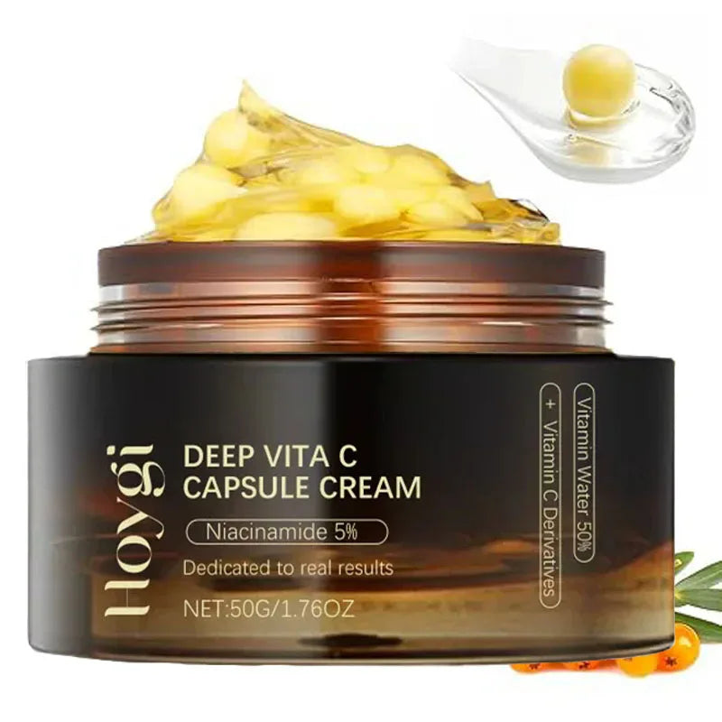 Deep Vitamin C Golden Capsule Face Moisturizer Liposome Capsules For Wrinkles Skin Radiance Glow Hydration Lightweight Skin Care