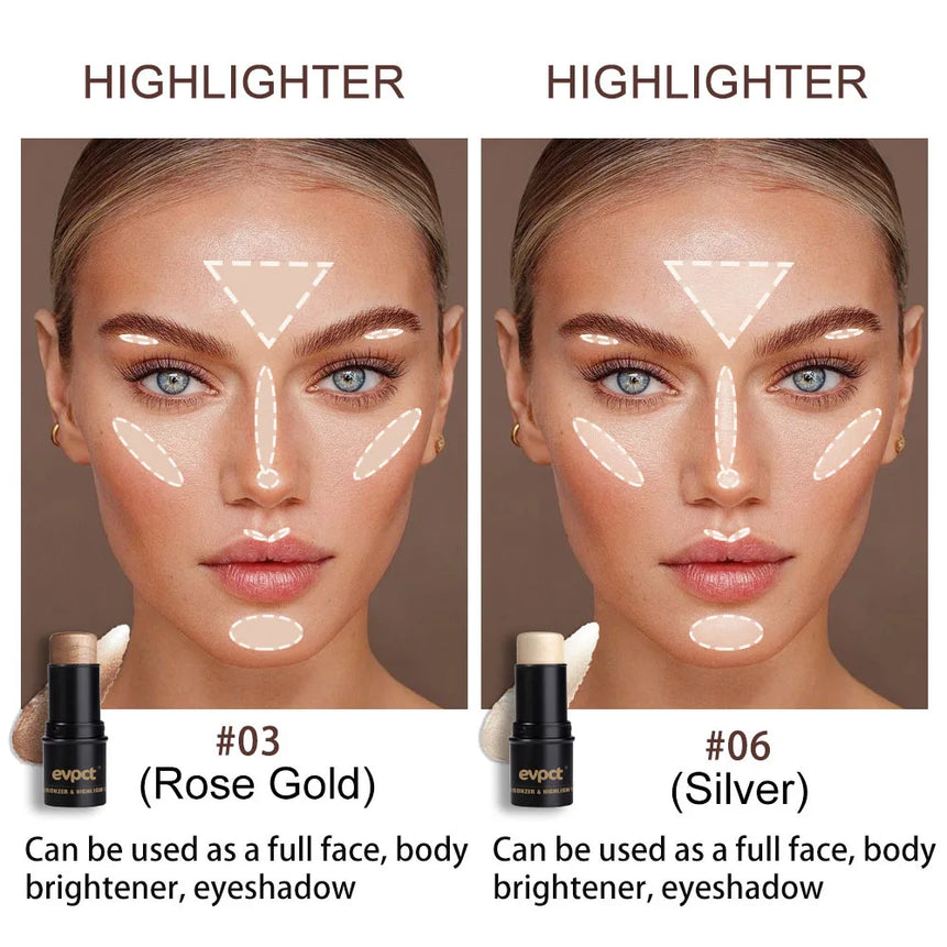 Highlighting&Bronzer Stick Face Brightening Blusher Rouge Concealer Pen Long Lasting Corrector Nose Shadow Contouring Cosmetics