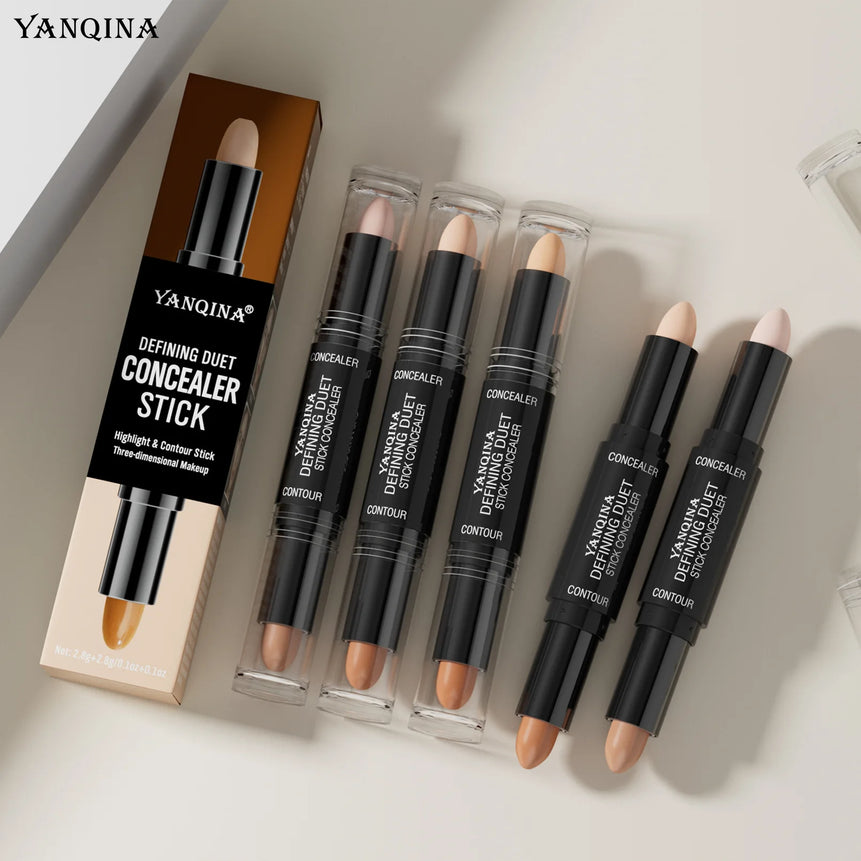 QIC/YANQINA Double-headed Concealer Stick Three-dimensional Repair Volume Brighten Face Highlight Concealer Pen Makeup