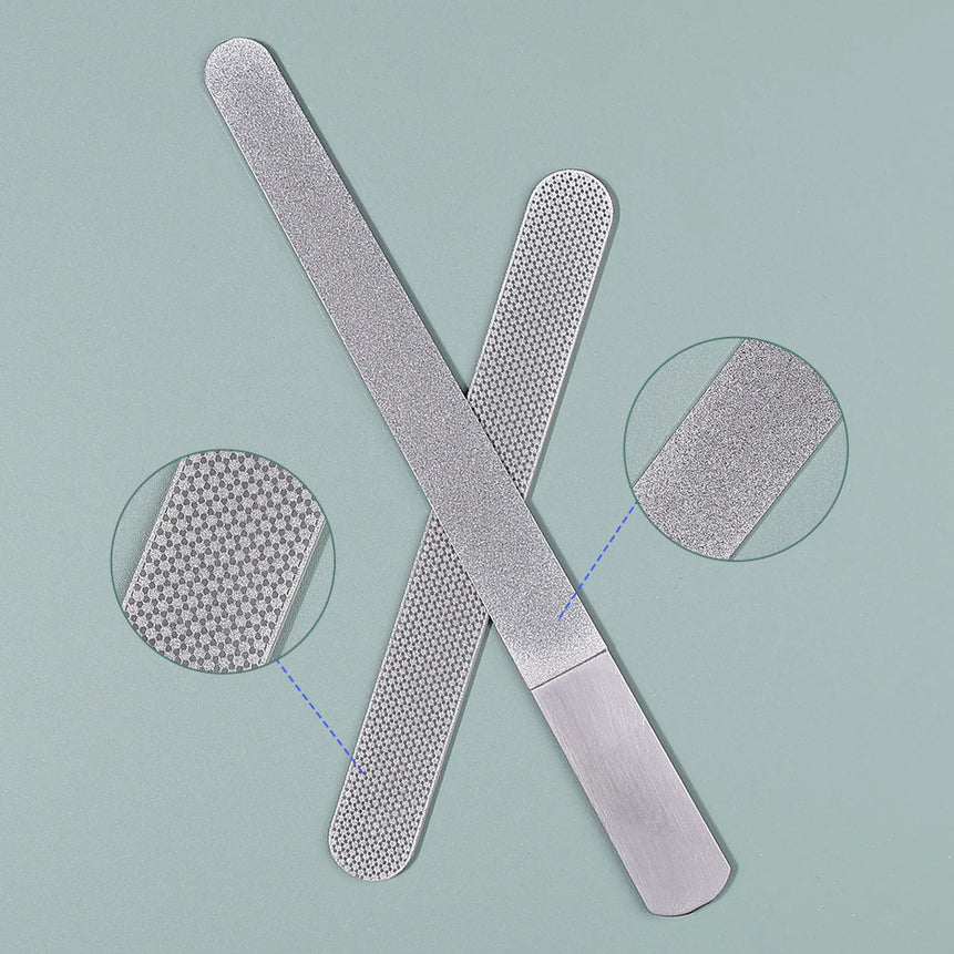 Diamond Nail File Stainless Steel Double Side Nail File Metal File Buffer Fingernails Toenails Manicure Files for Salon And Home