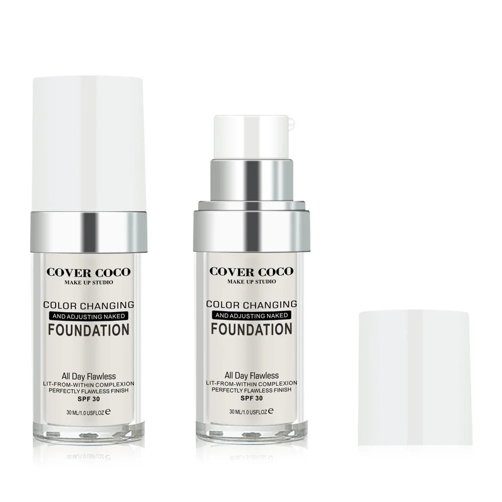 Long Lasting Concealer Liquid Foundation Warming Skin Color Liquid Foundation Light and Transparent Moisturizing Cream Cosmetics