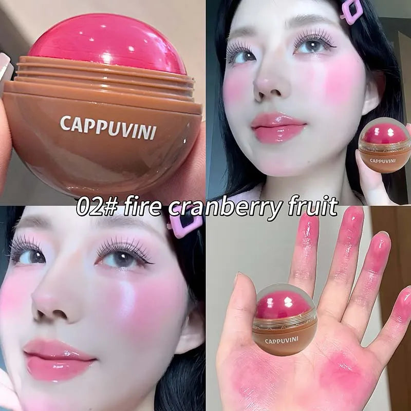 Cappuvini Vitality Juicy Blush Ball Natural Rosy Long-Lasting High Color Blusher Cream Face Makeup Rouge
