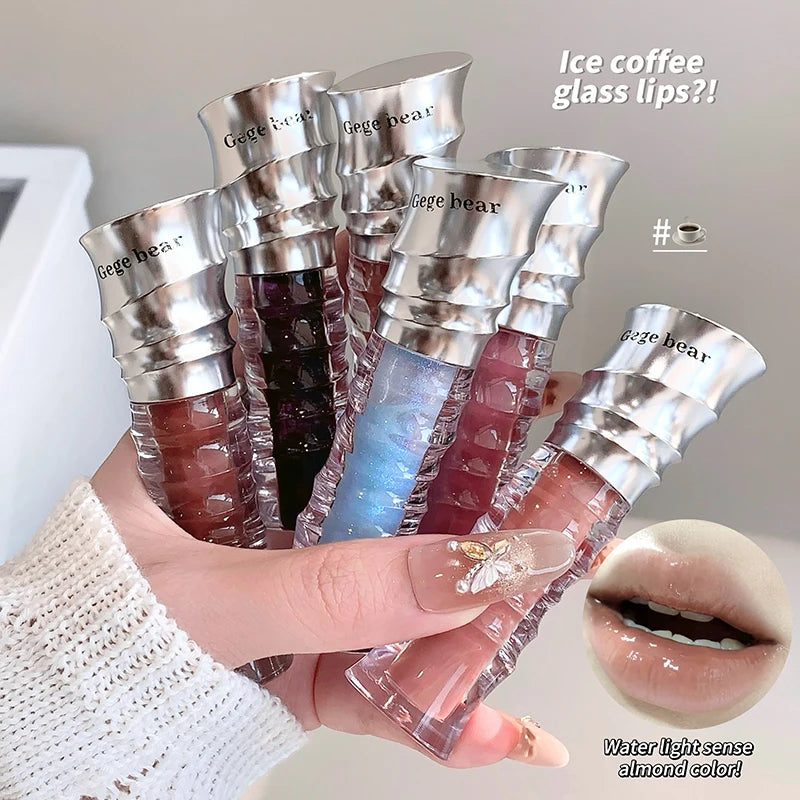 Gege bear Water Light Mirror Lip Gloss Ice-Clear Jelly Lip Moisturizing and Color-Enhancing Lip Gloss