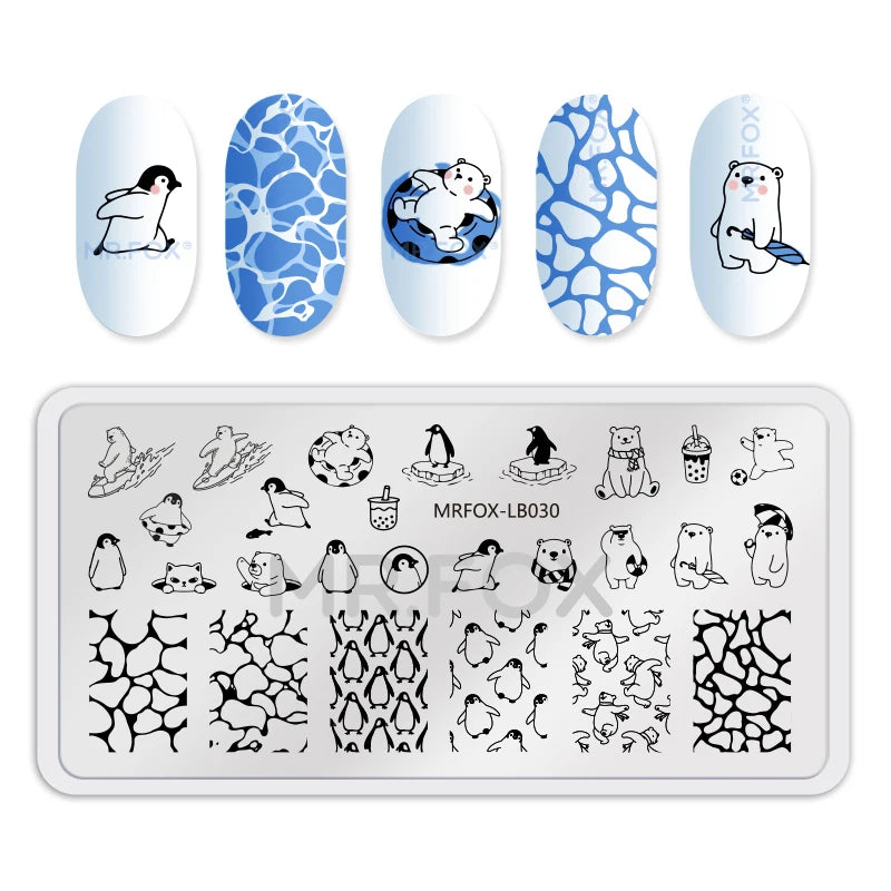1PCS Blue Ocean Animal Nail Art Stamping Plates Fish Image Stencils for Nails Stamp Tools Manicure Template