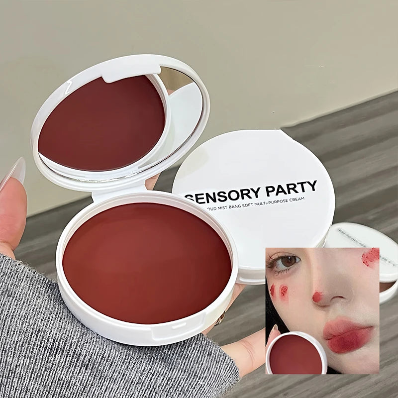 Moist Pink Blush Cream Palette Silky Smooth Matte Red Brown Lip Stick Cheek Tint Multi-purpose Cream Makeup Easy to Smudge