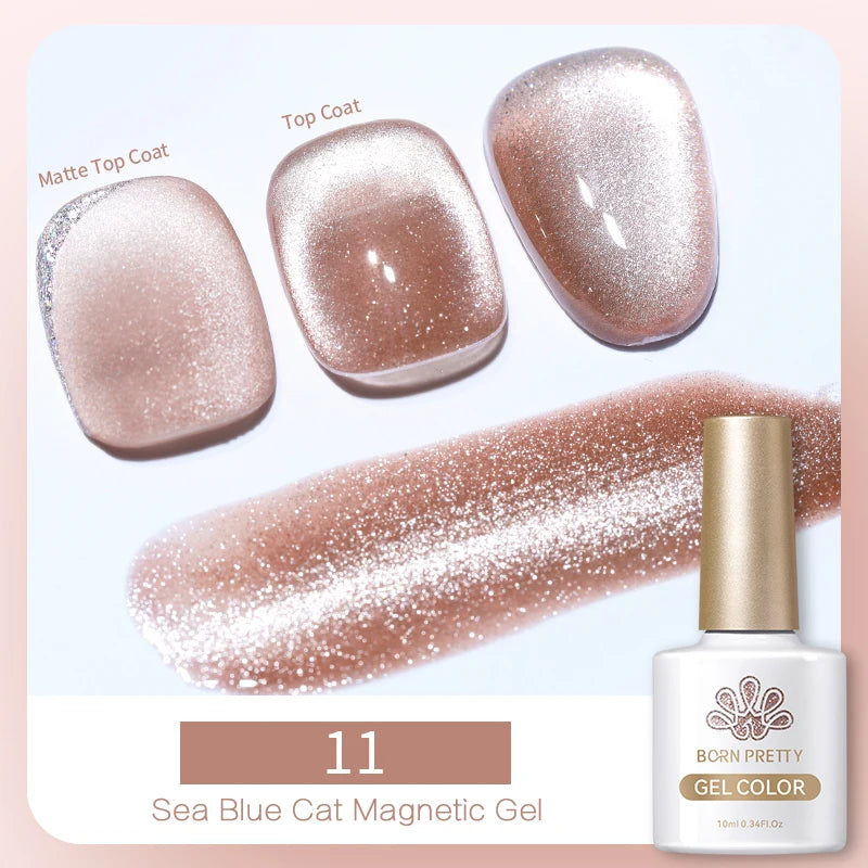BORN PRETTY 10ml Black Glass Cat Magnetic Gel Nail Polish Silver Gold Glitter Semi Permanent Soak Off UV LED Gel Varnish