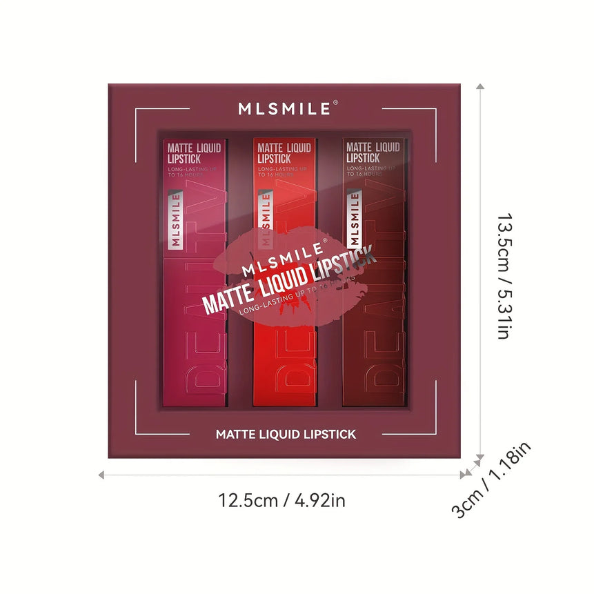 3 PCS Matte Ink Liquid Lipstick Long Lasting Velvet Nude Lip Gloss Non-stick Cup Waterproof Lips Tint Waterproof Make Up