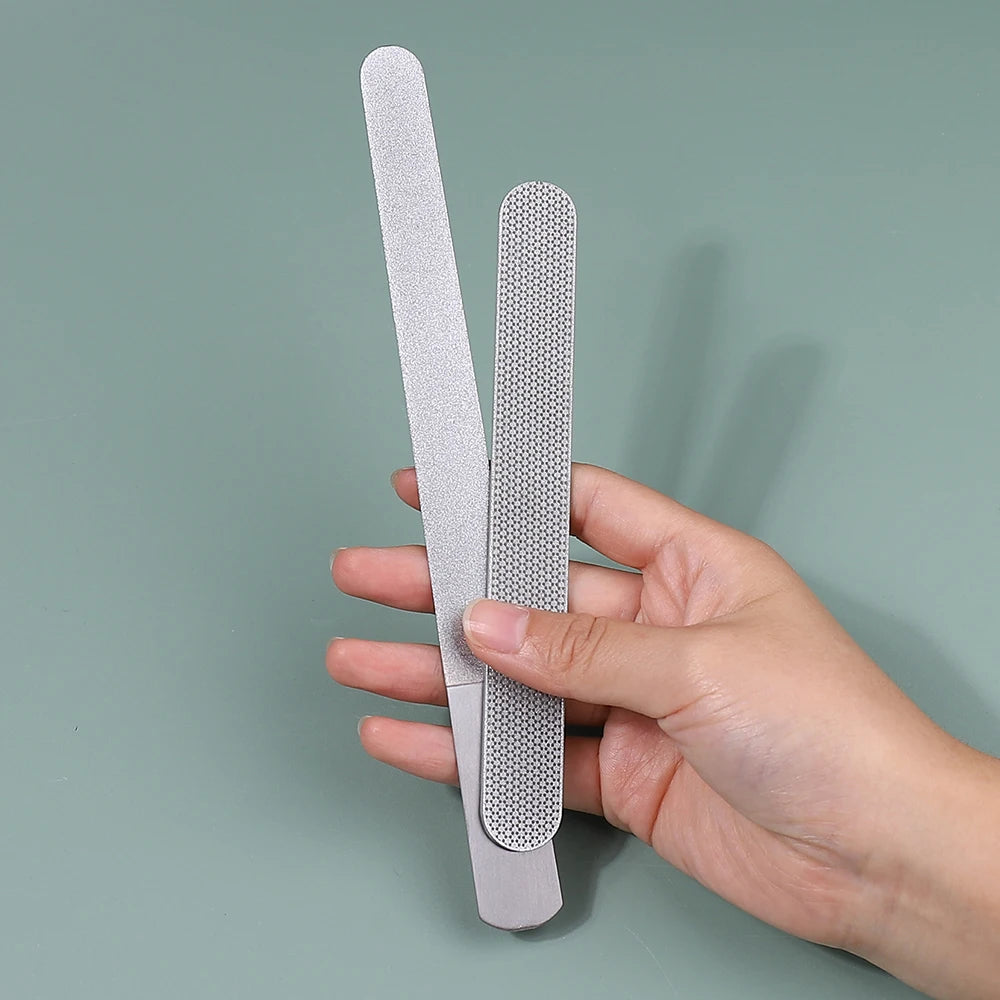 Diamond Nail File Stainless Steel Double Side Nail File Metal File Buffer Fingernails Toenails Manicure Files for Salon And Home