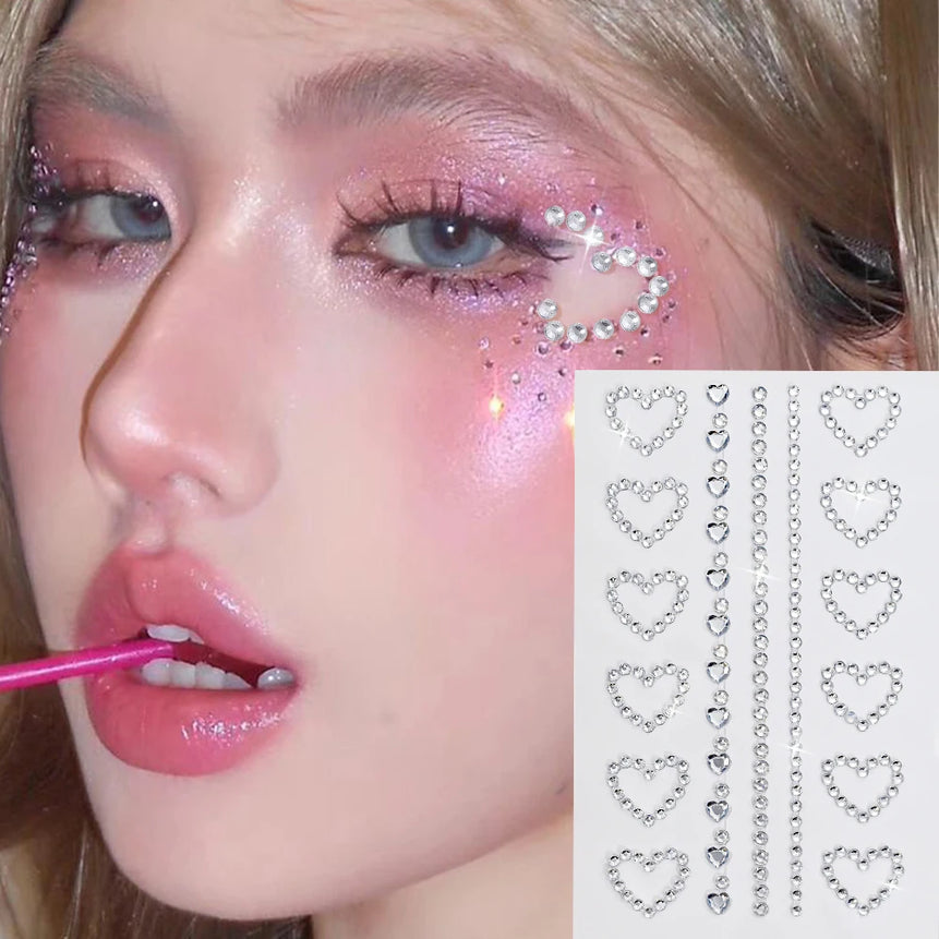 1pc Red Face Gems Jewels Rhinestone Stickers Self Adhesive Gems Stickers DIY Bling Jewel Crystal Sticker for Hair Face Eyes Body