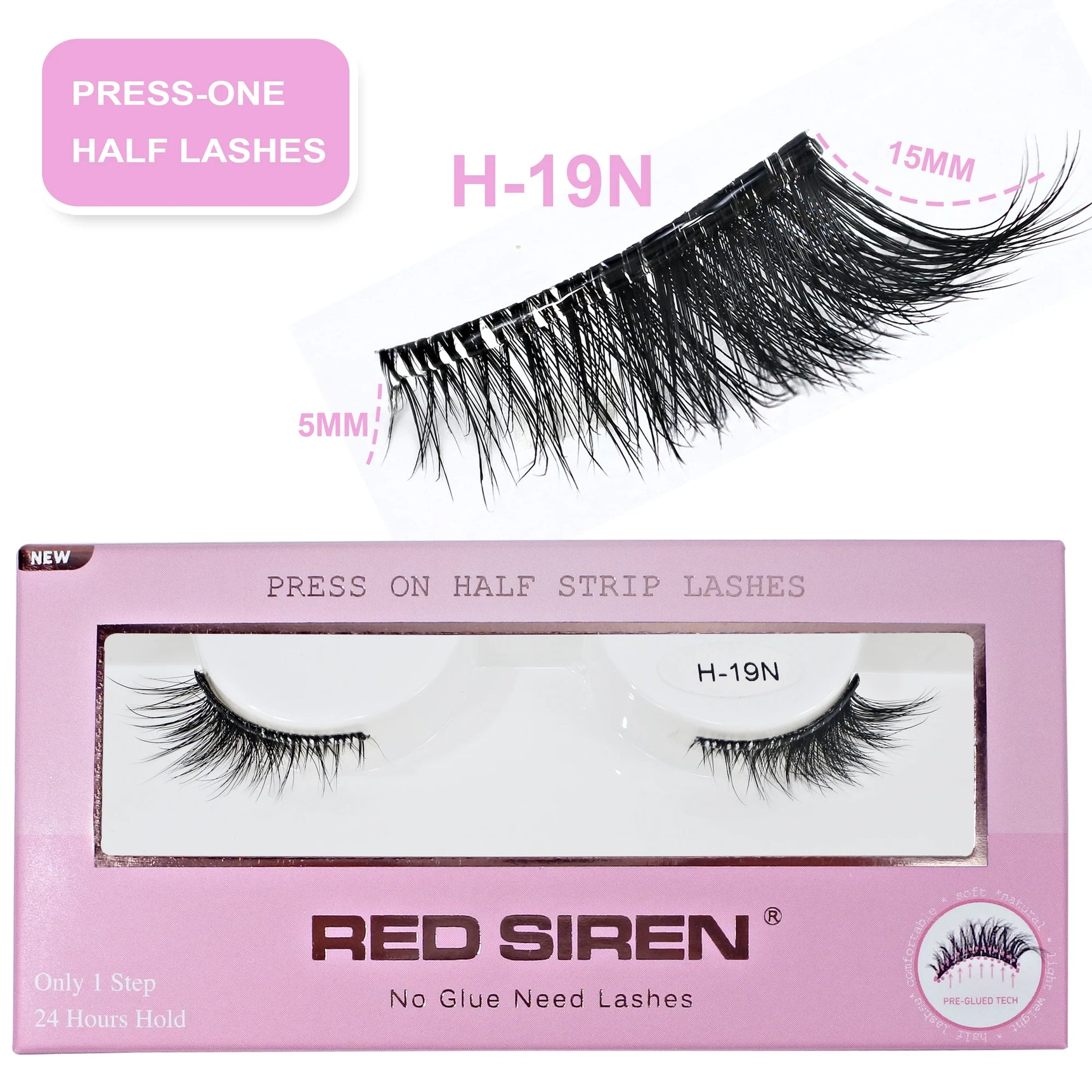Self Adhesive Eyelashes Wide Glue Strip Press On Half Lashes Soft Clear Band Pre Glued False Eyelashes Reusable Cat Eye Lashes