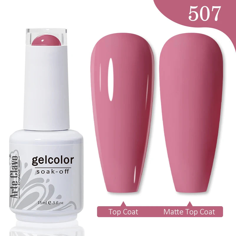 Arte Clavo 15ml Rose Red Pink Color Gel Nail Polish Autumn Winter Hot Sale Long Lasting Soak Off For Manicure Nail Art Gel