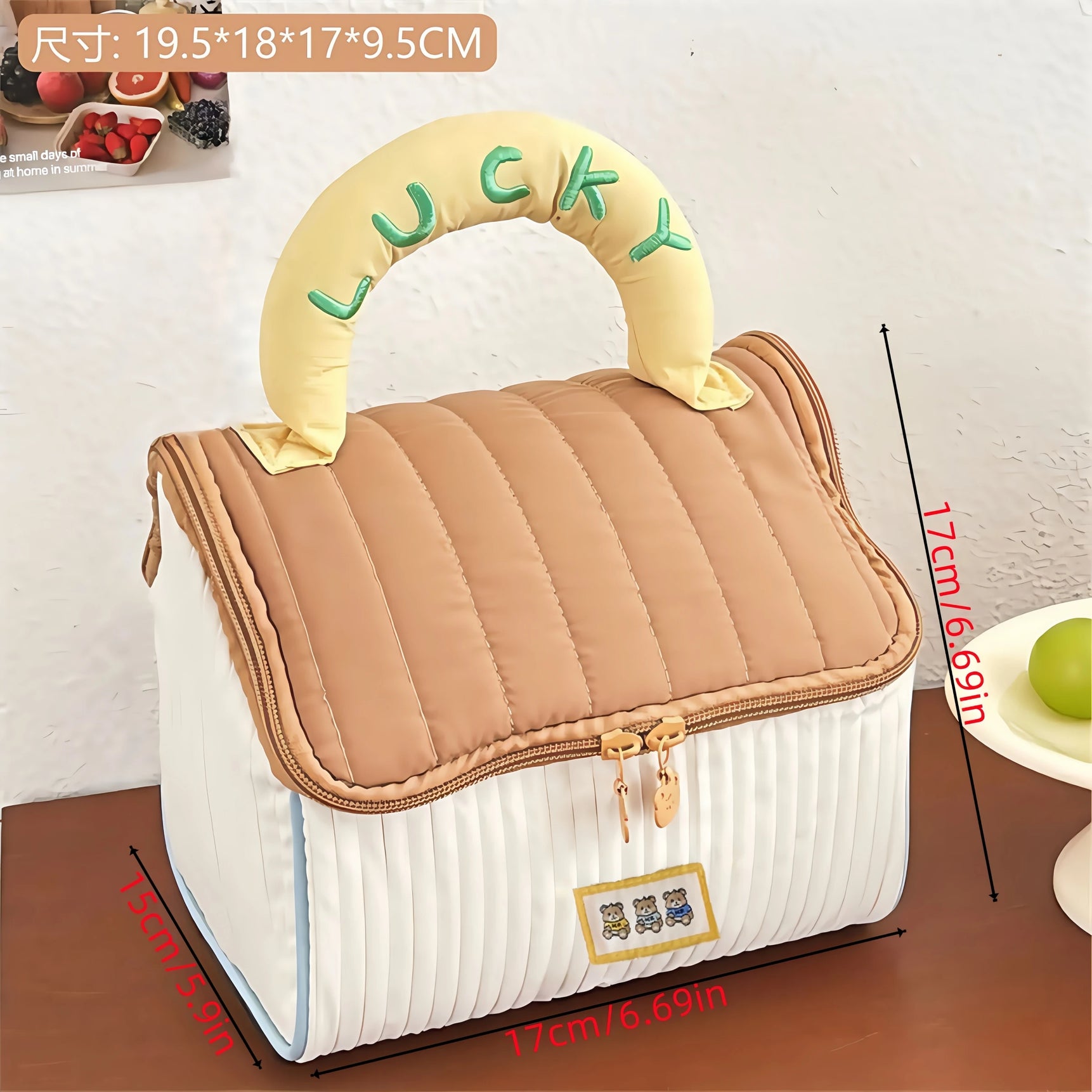 Cartoon pattern cute hut handbag girls large capacity cosmetic organizer portable handheld travel toiletry bag