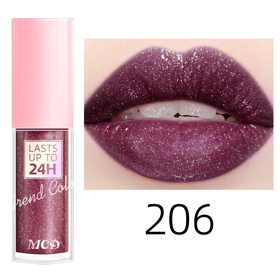 18 Colors Glitter 1pcs Lip Glaze Long Lasting Lip Gloss Waterproof Liquid Lipstick Makeup Lip Oil Lip Tint Moisturizing Lip Balm