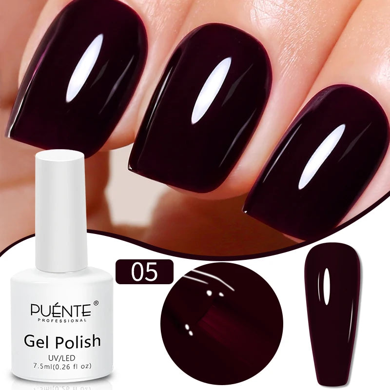 PUENTE 7.5ML Red Flame Reflective Gel Nail Polish Flash Sparkling Red Glitter Nail Gel Soak Off UV Semi-permanent Nail Varnish