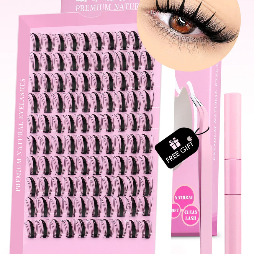 GROINNEYA DIY Lash Kit 10-18mm Manga Lashes Mixed Tray Lash Clusters Individual Eyelashes Kit with Lash Bond DIY Lashes