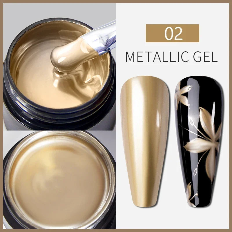 PUENTE Sparkle Platinum Gel Nail Polish 5ML Shiny Gold Silver Glitter Painting Gel Drawing Semi Permanent Varnish For Manicure