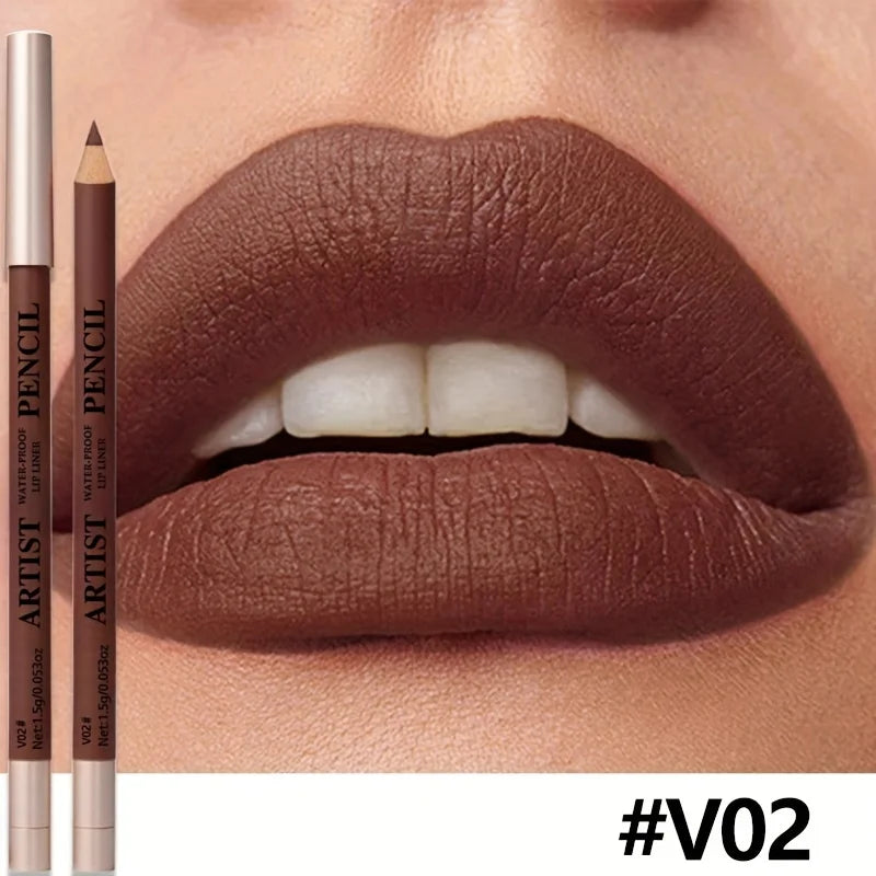 Matte Lip Liner Pencil Water-Resistant Long-Lasting Non-Dry Formula All Beige Types Matte Lip Makeup for Lipstick &Glossy Liners