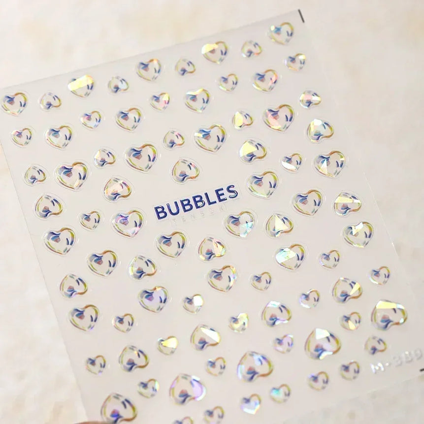 Goldfish Cavort Water Grass Lotus Flower Leaf Brocaded Carp Koi Ripple Droplet Water Bubbles 5D Nail Art Stickers Manicure Decal