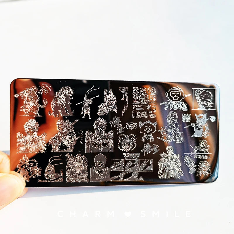 Cartoon Characters Stamping Plates  French Line Geometry  Flowers Leaves Animals Image Stainless Steel Nail Art Template Stencil