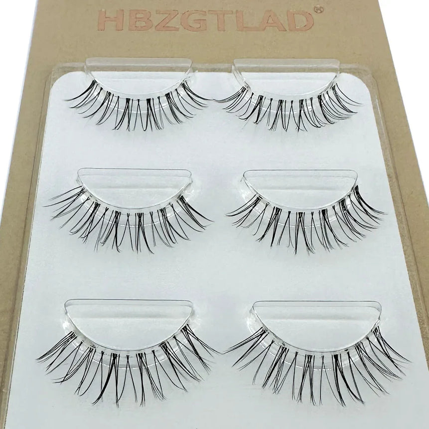 NEW 3Pairs 5d Mink Lashes 3D Mink Eyelashes Invisible Band Natural Black Mink False Eyelash Full Strip cilios posticos Reusable