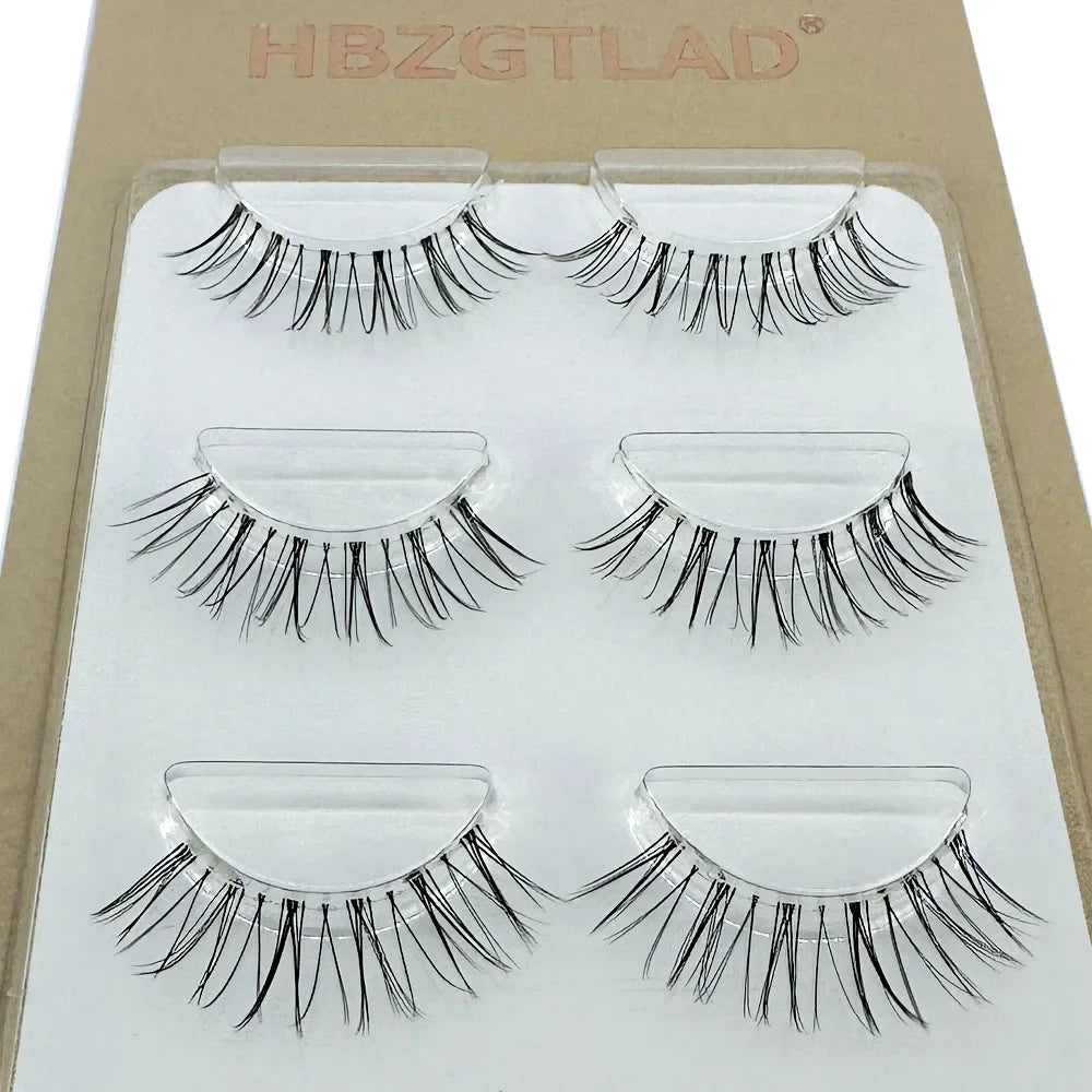 NEW 3Pairs 5d Mink Lashes 3D Mink Eyelashes Invisible Band Natural Black Mink False Eyelash Full Strip cilios posticos Reusable