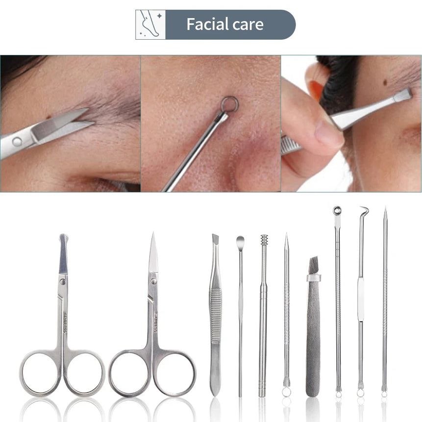 Manicure Set Stainless Steel Nail Clippers Cuticle Nipper Pedicure Care Tool Dead Skin Scissor Cleaning Grooming Nail Tools Kit