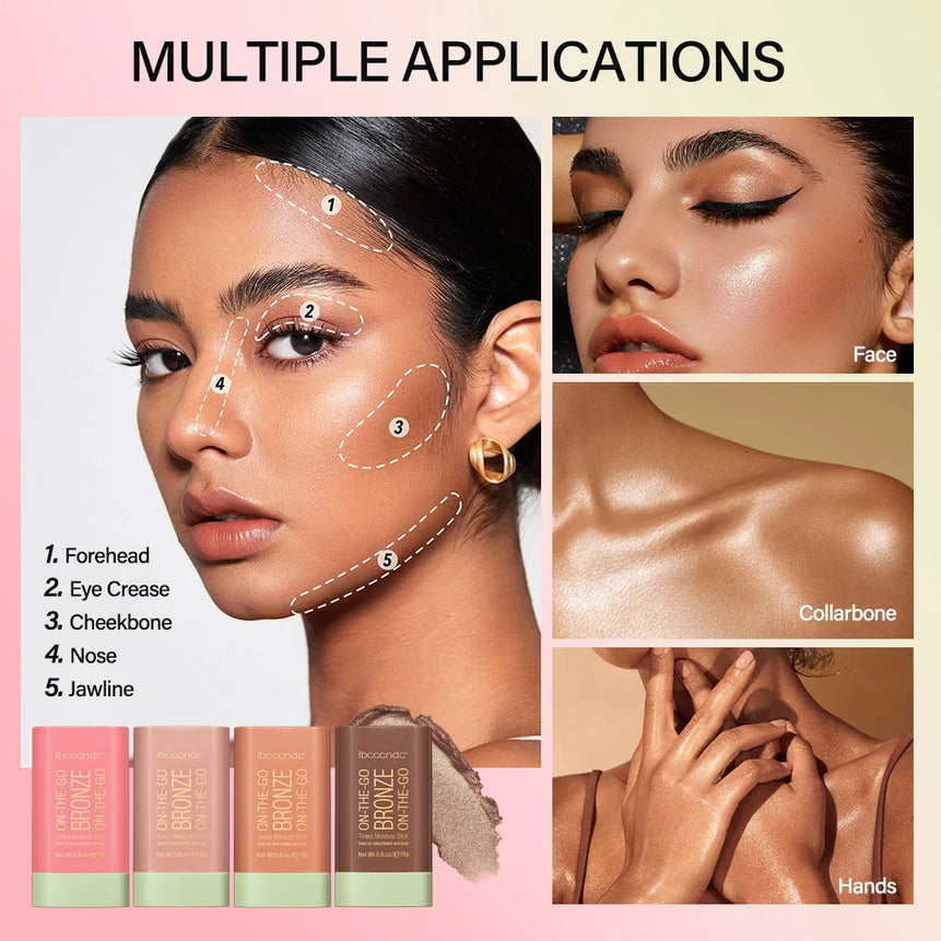 Lakerain Functional Blush Stick Face Makeup Waterproof Easy Color Rouge Blusher Cream High Color Rendering Brightening Skin Tone