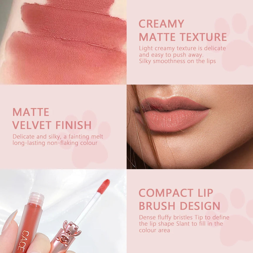 CACE Lipgloss Makeup liquid Lipstick Makeup Matte Long Lasting Waterproof Velvet Liquid Lip Stick Sexy Fashion Lips Make Up