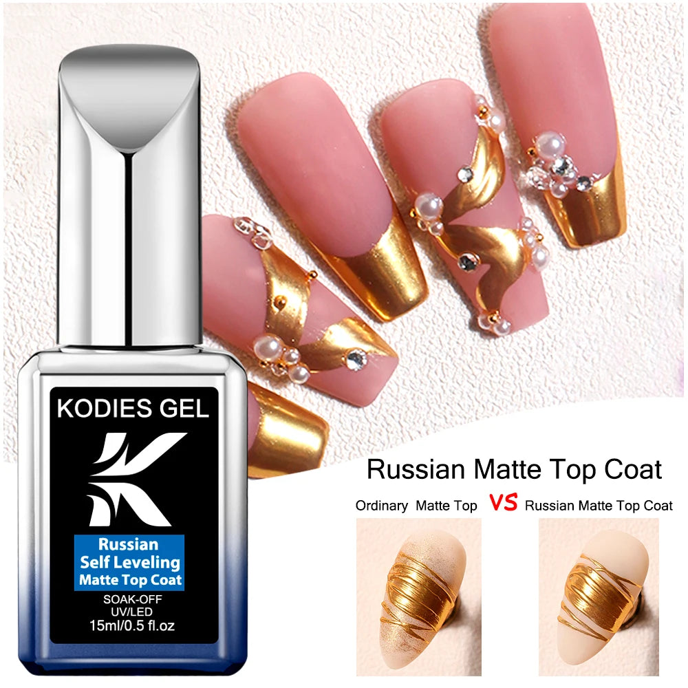 KODIES GEL Diamond Top Coat for Nail Varnish 15ML Super Shine UV Gel Nail Polish Soak Off Semi Permanent Glitter Topcoat No Wipe