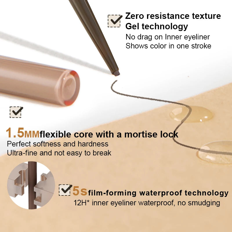 Judydoll Ultrafine Eyeliner Gel Pencil, Fine Lining for Inner & Outer Eyes, Waterproof, Sweat-Proof, Long-Lasting, Unique Gift