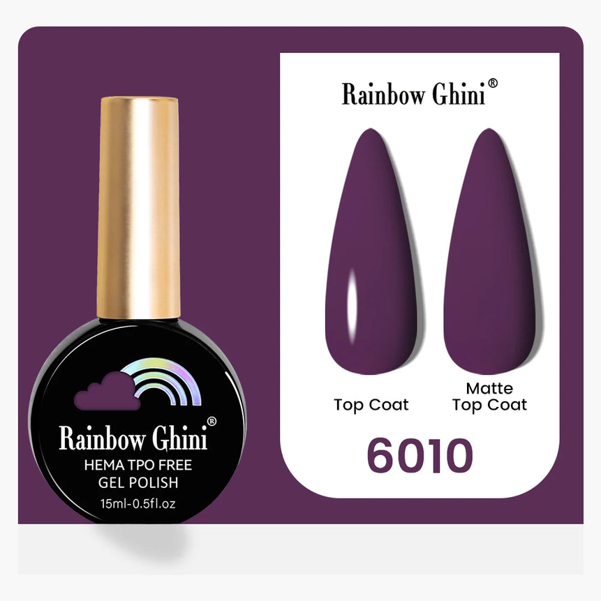 Rainbow Ghini 15ML 146 Colors Long-Lasting Colorful Gel Nail Polish Professional UV/LED Gel Polish Base Coat Matte Top Coat