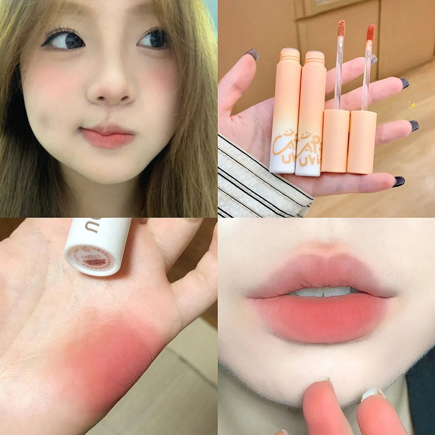 Pumpkin Apricot Lip Mud Velvet Lip Cream Matte Texture Lipstick Overlay Base Color Rose Pink Orange Lip Gloss Tint Cosmetic