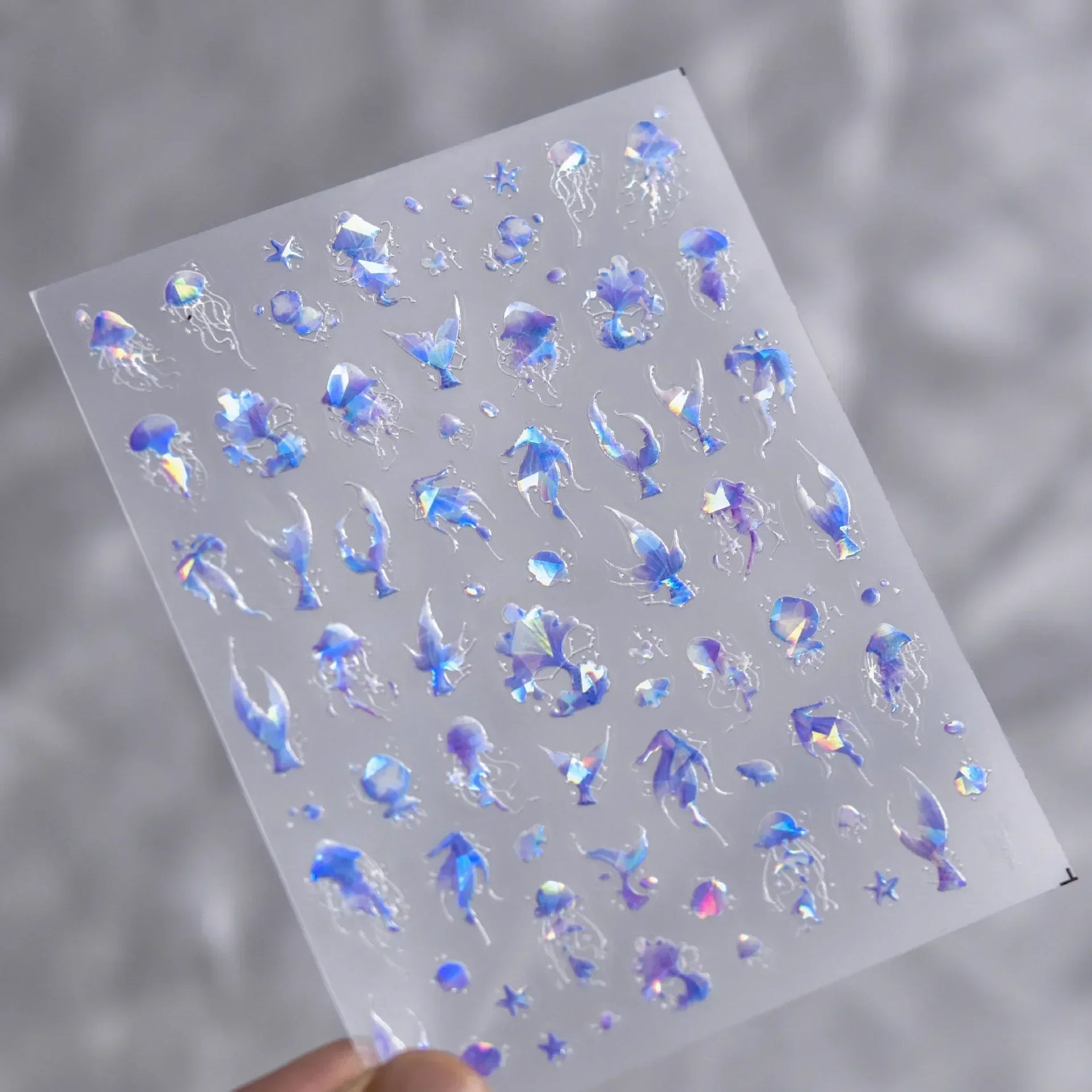 Goldfish Cavort Water Grass Lotus Flower Leaf Brocaded Carp Koi Ripple Droplet Water Bubbles 5D Nail Art Stickers Manicure Decal