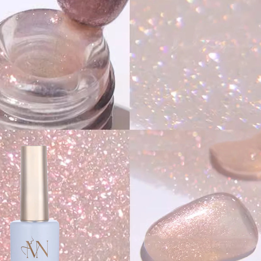 MIANEL1-12pcs 12ML Pink Blue White Green Series With Explosive Glitter Gel Nail Polish, Popular Yun Brocade Diamond Gel Polish