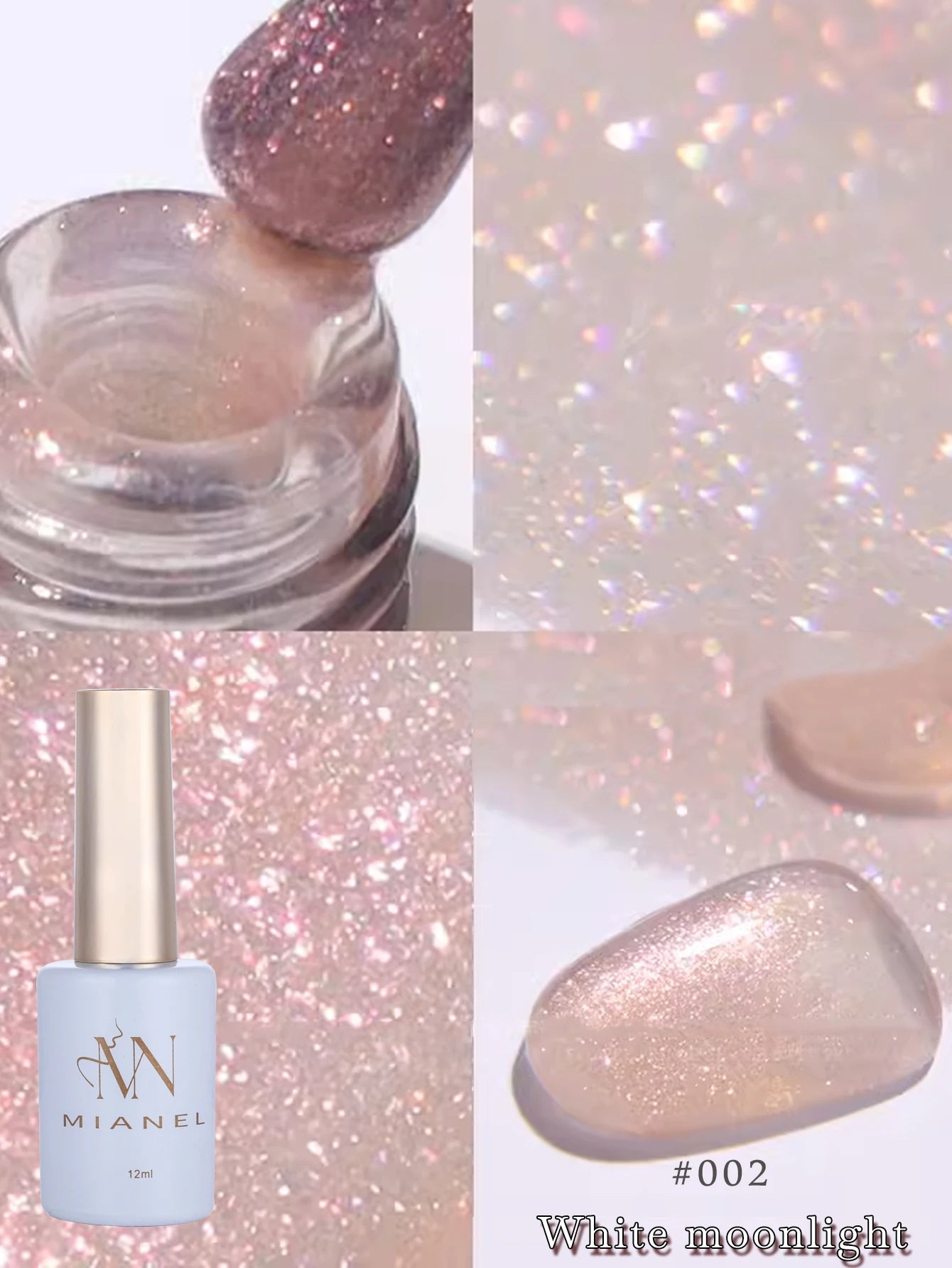 MIANEL1-12pcs 12ML Pink Blue White Green Series With Explosive Glitter Gel Nail Polish, Popular Yun Brocade Diamond Gel Polish
